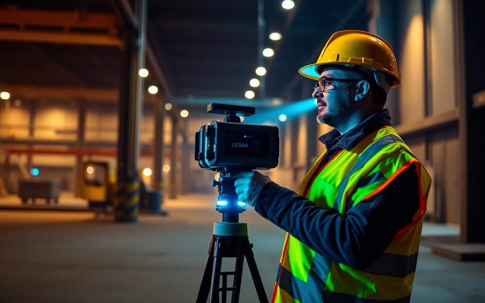 DCMS field engineer operating a Leica RTC360 scanner